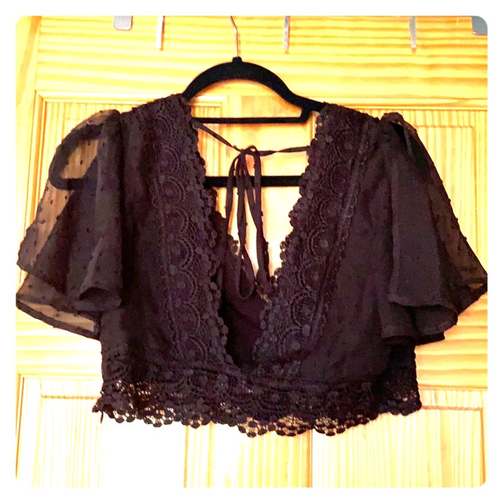 Black laced cropped top